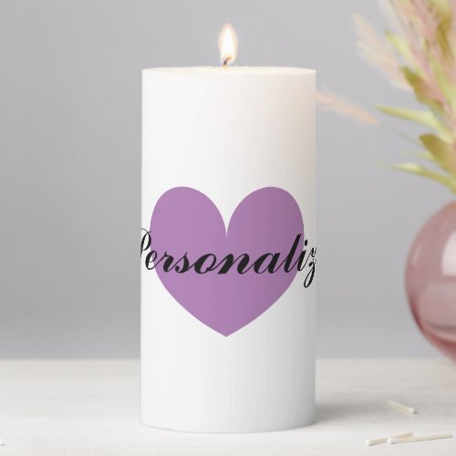 Romantic purple love heart custom pillar candle