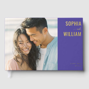 Romantic Purple Minimalist Photo Foil Guest Book