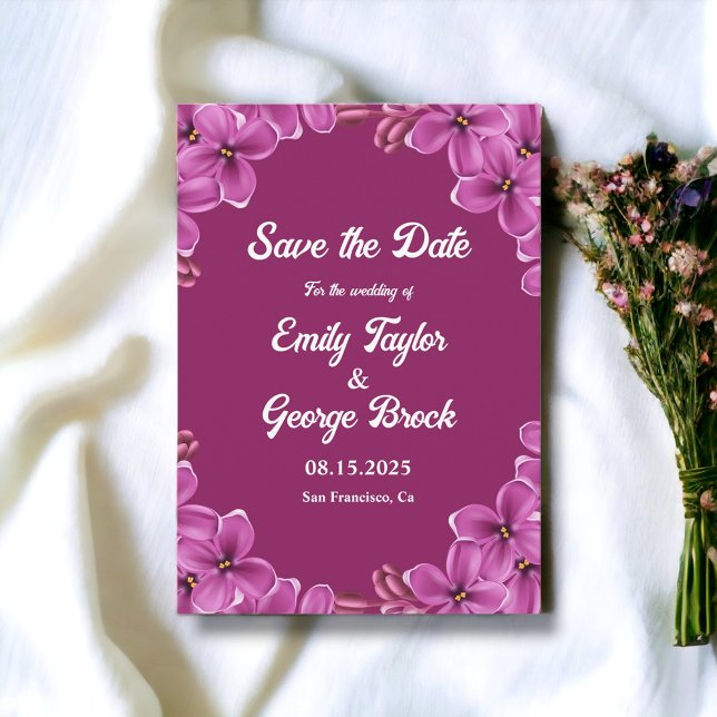 Romantic Purple Orchid Roses Summer Floral Wedding Save The Date (Creator Uploaded)