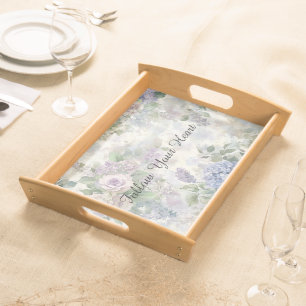 Romantic Purple Pink Flowers Bridal Shower Serving Tray