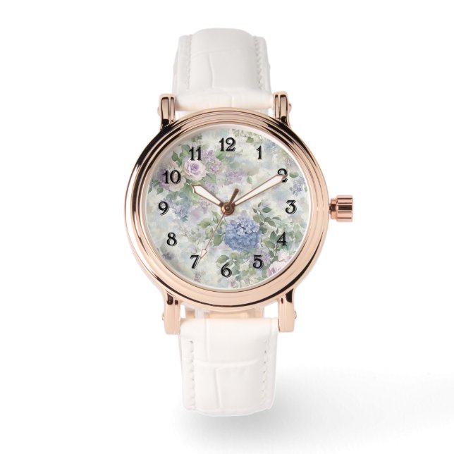 Romantic Purple Pink Flowers Watch (Front)