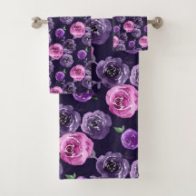 Romantic Purple & Pink Watercolor Roses Floral