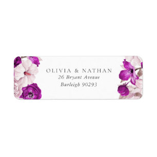 Romantic Purple Plum Blush Wedding Return Address Label