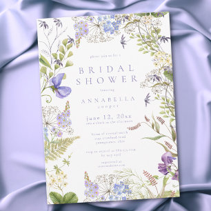 Romantic Purple & Sage Wildflower Bridal Shower Invitation