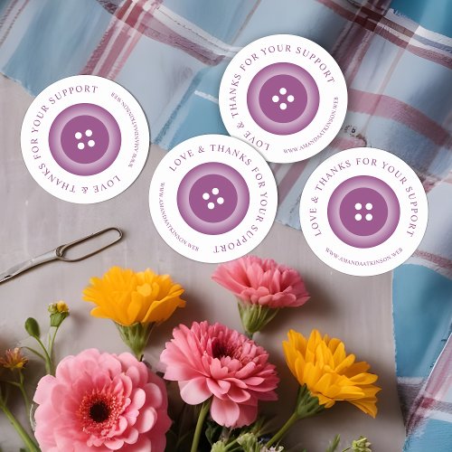 Romantic Purple Shades Button Love  Thanks Classic Round Sticker