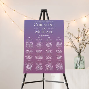 Romantic purple sunset snowy mountains wedding foam board