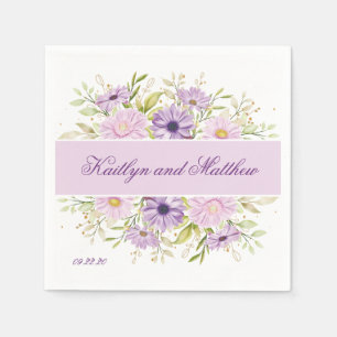 Romantic Purple Wedding Floral Napkins