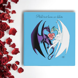 Romantic Purple White Fantasy Dragons Love Blue 3 Ring Binder