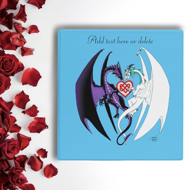 Romantic Purple White Fantasy Dragons Love Blue 3 Ring Binder (Creator Uploaded)