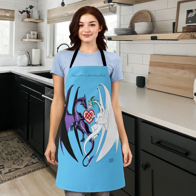 Romantic Purple White Fantasy Dragons Love Blue Apron (Creator Uploaded)