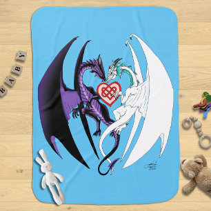 Romantic Purple White Fantasy Dragons Love Blue Baby Blanket