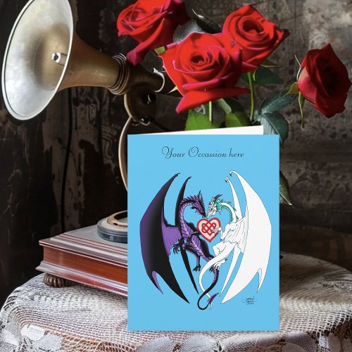 Romantic Purple White Fantasy Dragons Love Blue