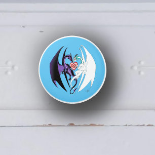 Romantic Purple White Fantasy Dragons Love Blue Ceramic Knob