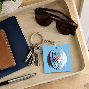 Romantic Purple White Fantasy Dragons Love Blue Keychain