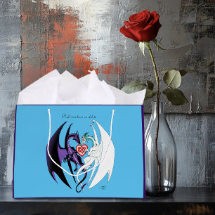Romantic Purple White Fantasy Dragons Love Blue Large Gift Bag