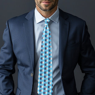 Romantic Purple White Fantasy Dragons Love Blue Neck Tie