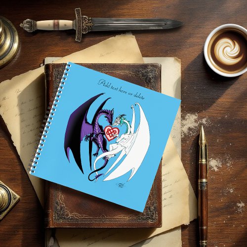 Romantic Purple White Fantasy Dragons Love Blue Notebook Romantic Purple White Fantasy Dragons Love Blue Notebook