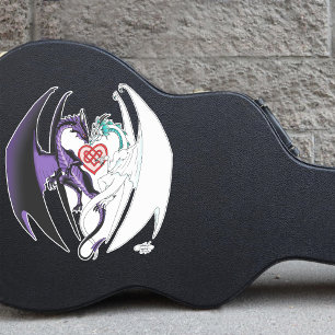 Romantic Purple White Fantasy Dragons Love Blue Sticker