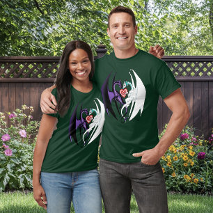 Romantic Purple White Fantasy Dragons Love Blue T-Shirt