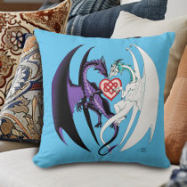 Romantic Purple White Fantasy Dragons Love Blue
