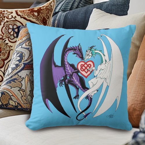 Romantic Purple White Fantasy Dragons Love Blue