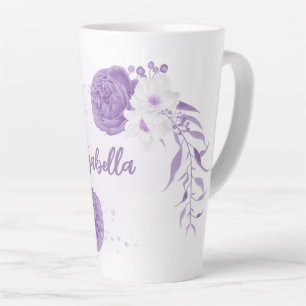 Romantic purple& white flowers latte mug