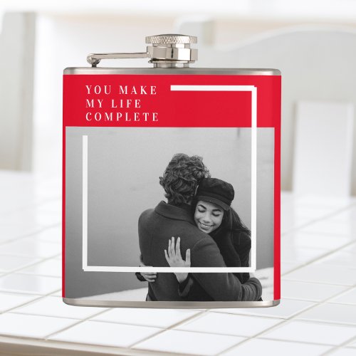 Romantic Quote and Photo  Valentines Gift Flask