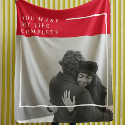 Romantic Quote and Photo  Valentines Gift Fleece Blanket