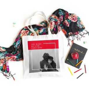 Romantic Quote and Photo Valentines Gift Tote Bag