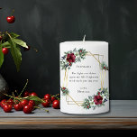 Romantic Quote Christmas Floral Custom Pillar Candle<br><div class="desc">The Light You Shine Romantic Quote Christmas Amaryllis Floral Gold Frame Personalized Pillar Candle... The romantic inspirational saying on our custom design candle reads "The light you shine upon my life brightens with each passing year" in trendy serif typography. Bordering this text is a gold geometric frame embellished with bouquets...</div>