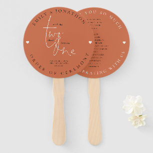 Romantic Quote Hearts Terracotta Wedding Program Hand Fan