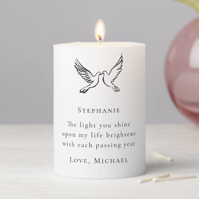 Romantic Quote Personalized Illustrated Pillar Candle (In Situ)