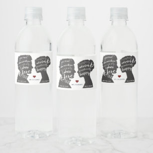 Romantic Quotes Calligraphy Jane Austen Wedding Water Bottle Label