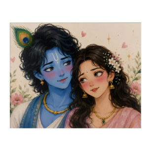 Romantic Radha Krishna Canvas Wall Art