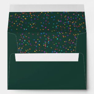 Romantic Rainbow Confetti Emerald Return Address Envelope