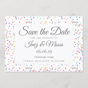 Romantic Rainbow Confetti Save the Date Invitation
