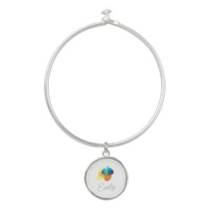 Romantic Rainbow Rose  Bangle Bracelet