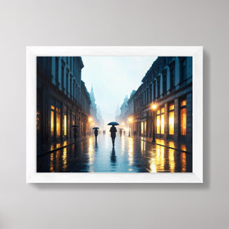 Romantic Rainy City Street Wall Art