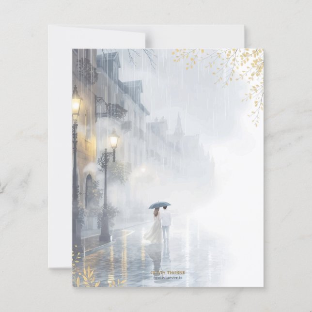 Romantic Rainy Night – Elegant Stationery Paper (Front)