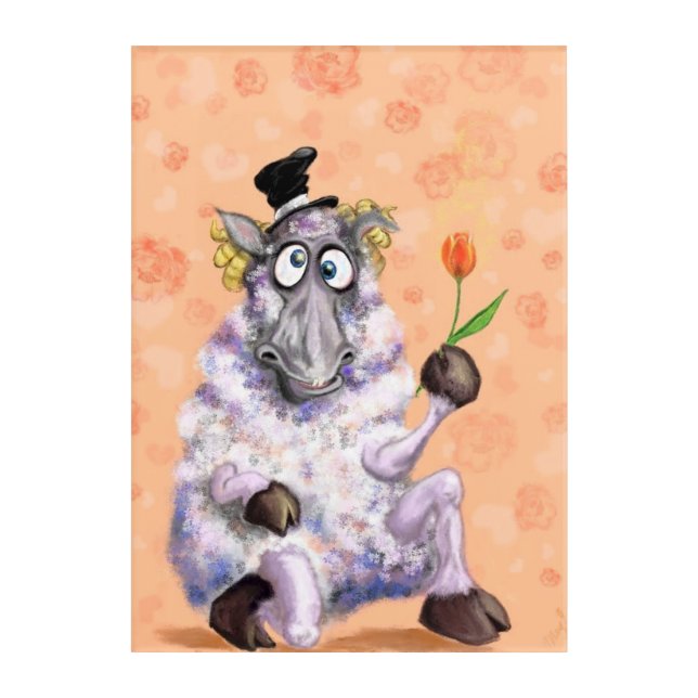 Romantic Ram Funny Acrylic Print (Front)
