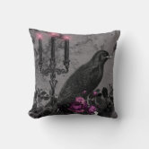 Goth Girl Dina Darkheart And Raven Throw Pillow by Dara - Fine Art