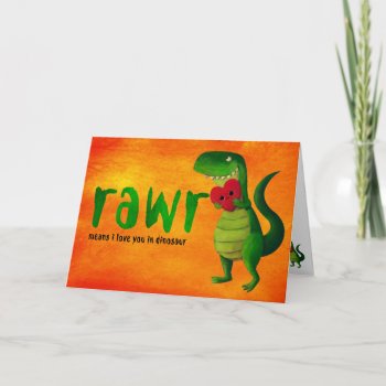 Romantic Rawr T-rex Dinosaur Card by partymonster at Zazzle