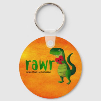 Romantic RAWR T-rex Dinosaur Keychain