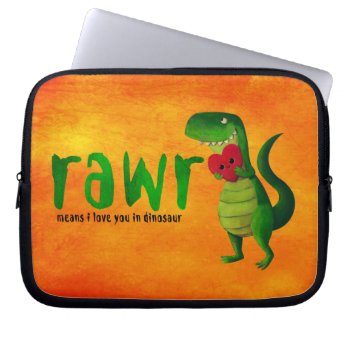 Romantic Rawr T-rex Dinosaur Laptop Sleeve by partymonster at Zazzle
