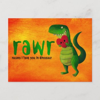 Romantic Rawr T-rex Dinosaur Postcard by partymonster at Zazzle
