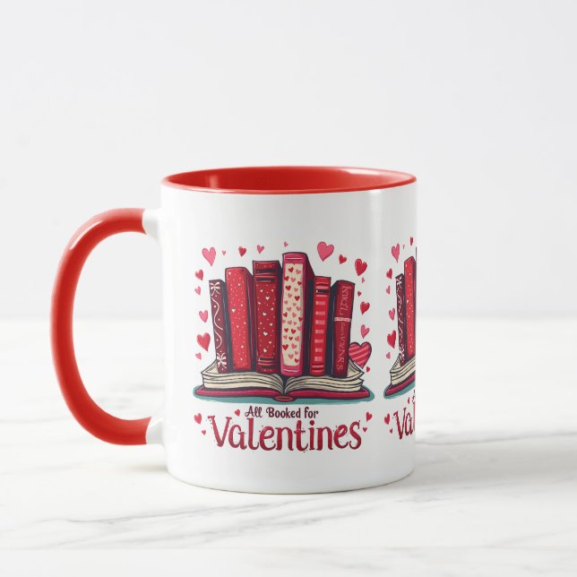 Romantic Reading Vibes Cozy Valentine Gift Mug (Left)