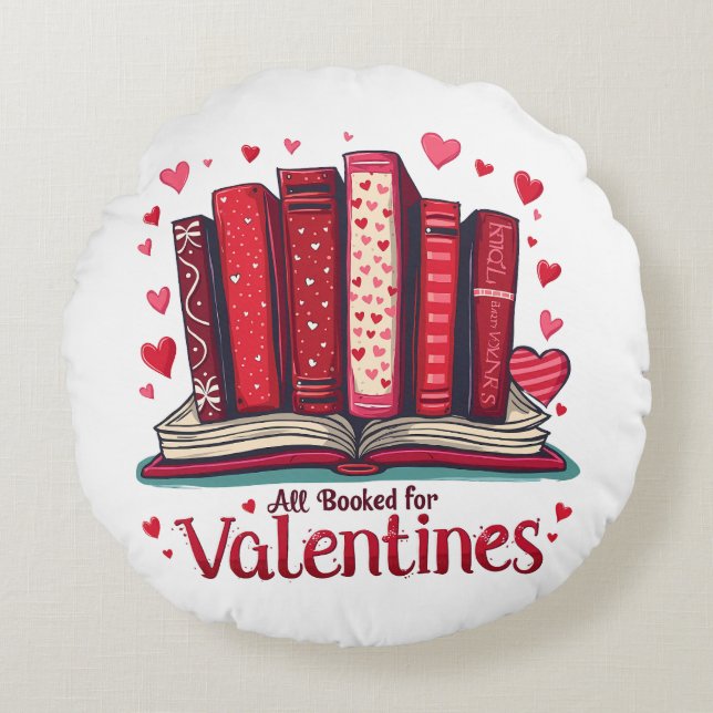 Romantic Reading Vibes Cozy Valentine Gift Round Pillow (Front)