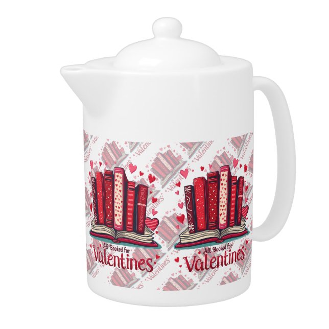 Romantic Reading Vibes Cozy Valentine Gift Teapot (Right)