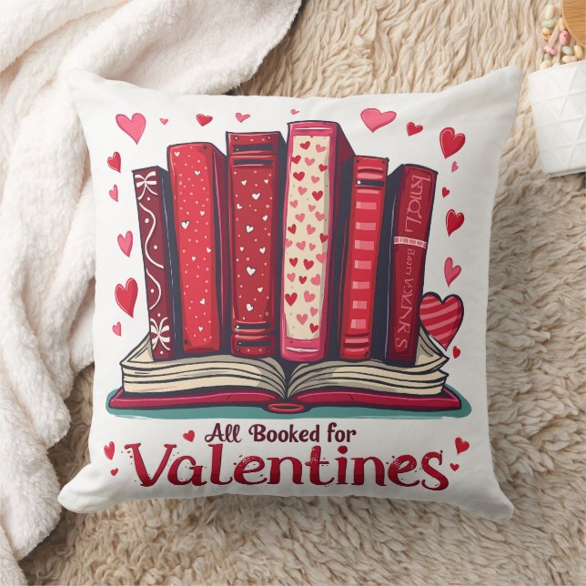 Romantic Reading Vibes Cozy Valentine Gift Throw Pillow (Blanket)