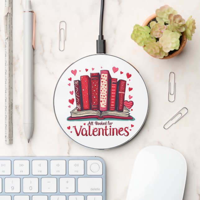 Romantic Reading Vibes Cozy Valentine Gift Wireless Charger (Desk)